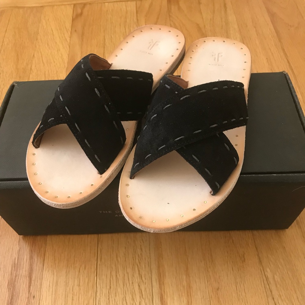 New with Box Frye black sandals 6.5